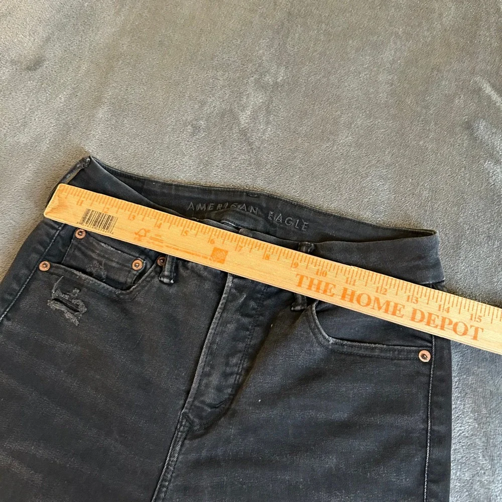 American Eagle Jeans Jeggings Black Wash Distressed Denim Pants‎ Womens size 6
